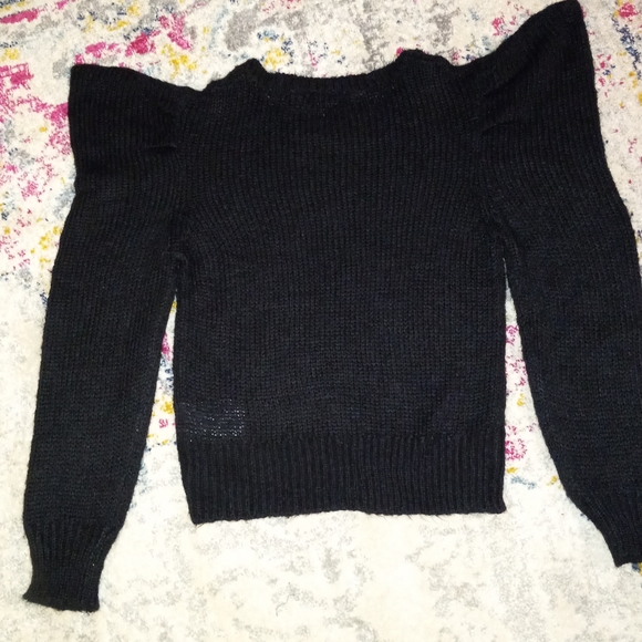 Brave Soul Puff Sleeve Sweater Size M Black - Picture 2 of 4